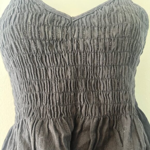 Cute Summer Gathered Tank Top ~ Black - Picture 4 of 6